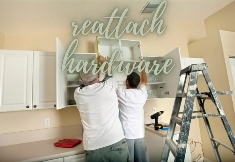 reattach kitchen cabinet hardware