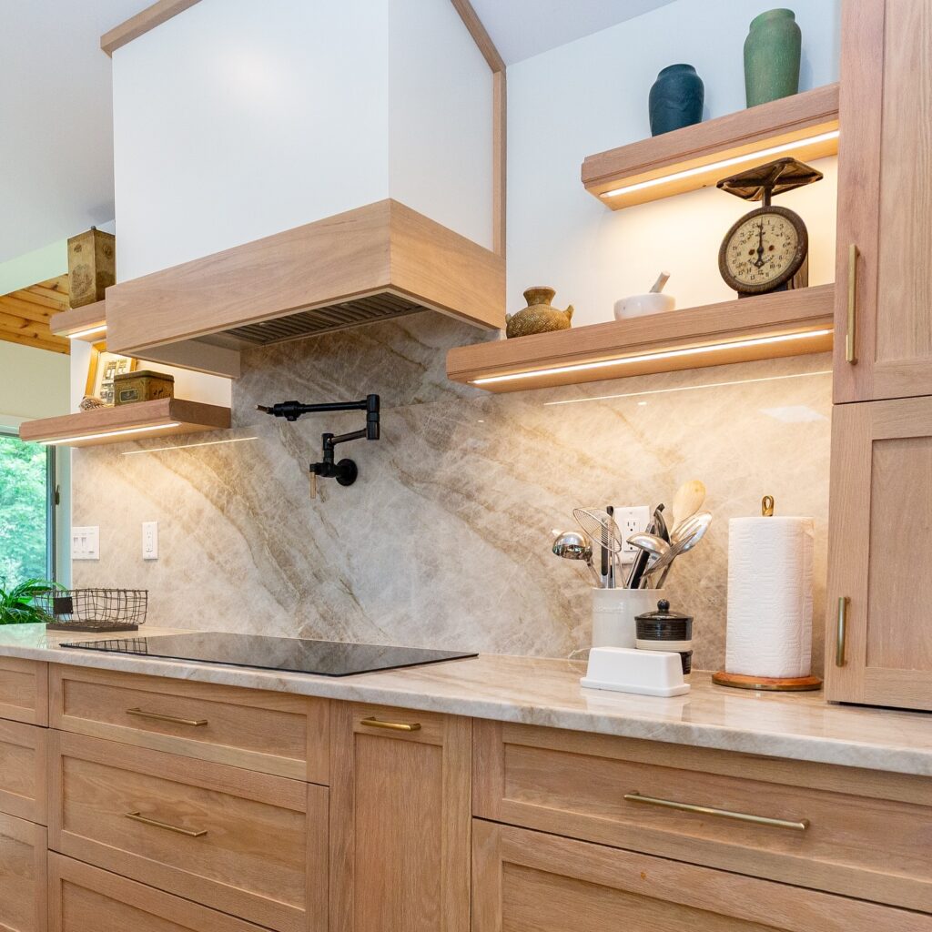STone kitchen backsplash in AVondale with new countertops and cabinet replacement